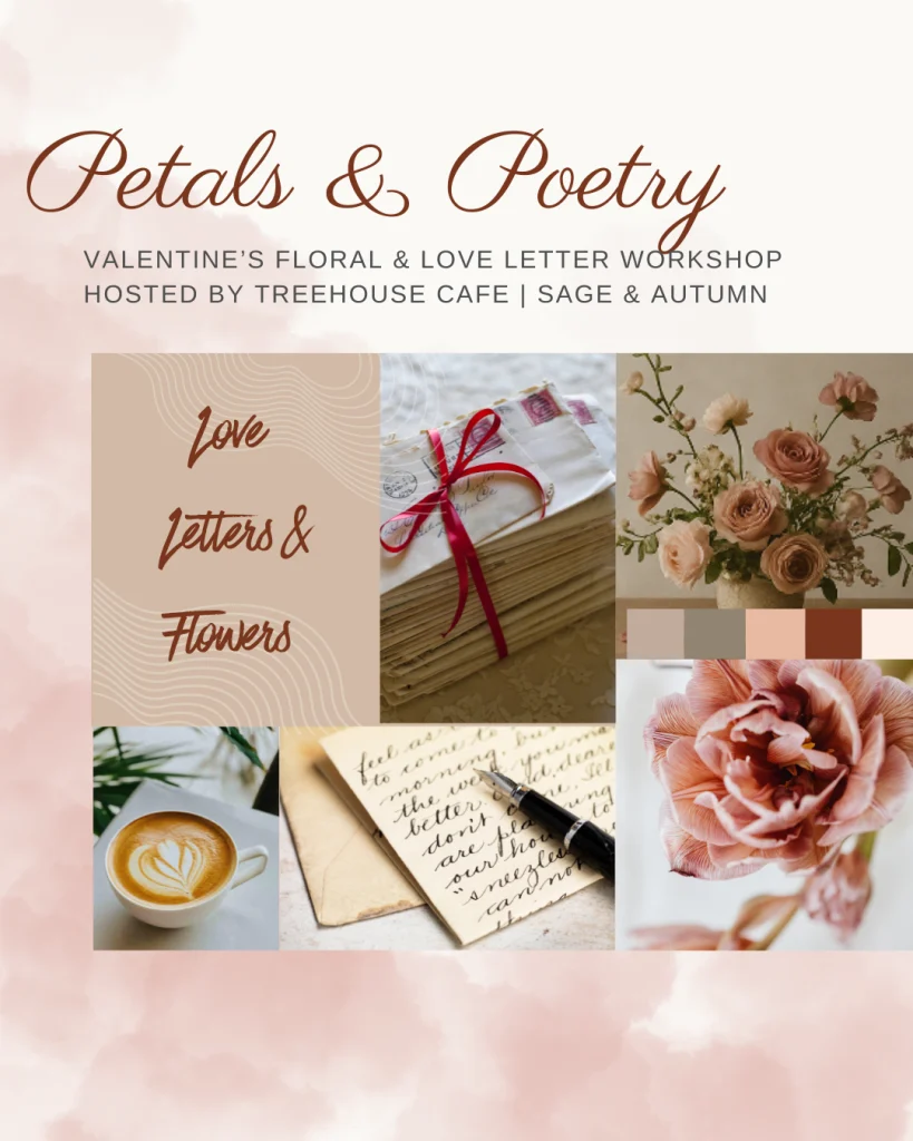 Petals & Poetry, a Valentine's Day flowers workshop and moodboard inspiration from Sage & Autumn in San Diego