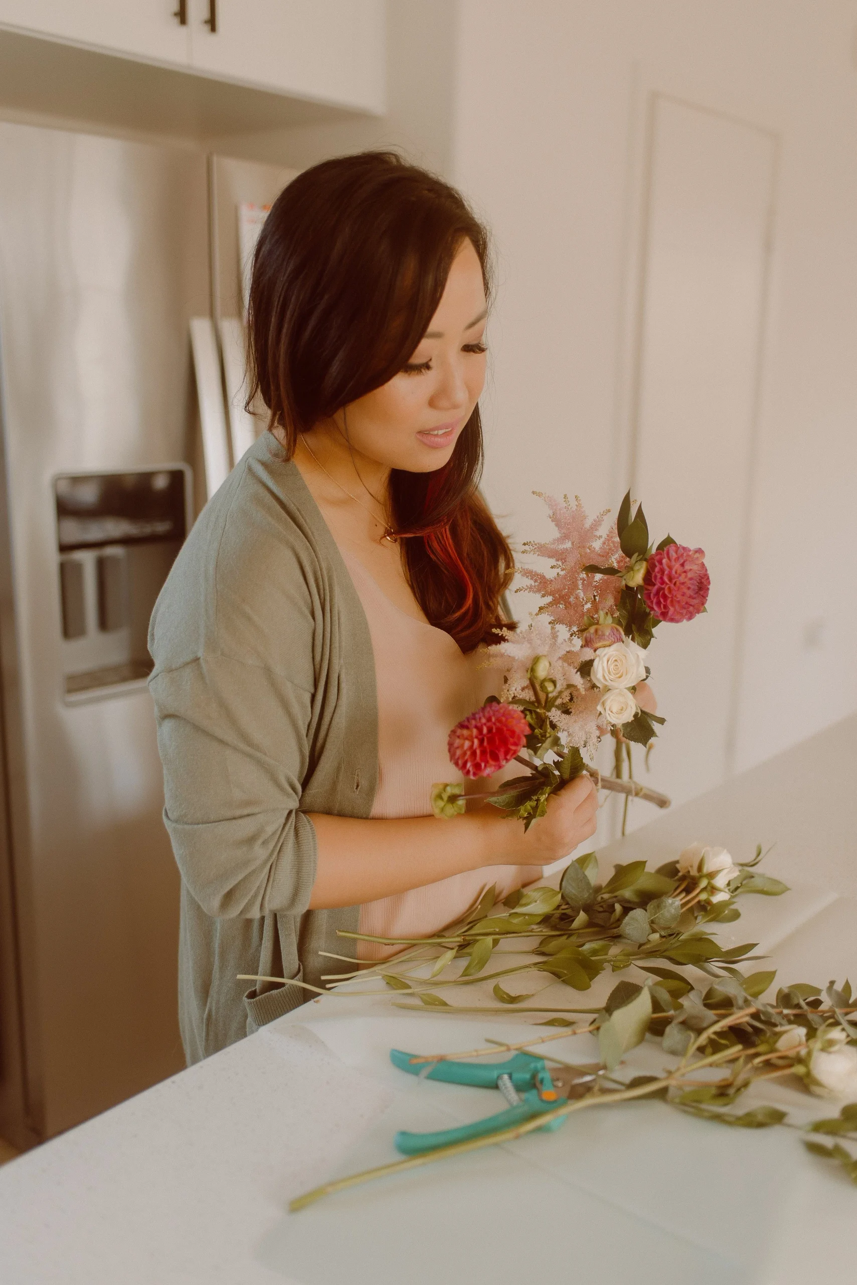 sage and autumn floral arrangement Dianne